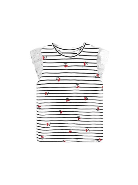 mod striped print cherry embroidery contrast schiffy butterfly sleeve tee b9zf#, White
mod striped print cherry embroidery contrast schiffy butterfly sleeve tee b9zf#, White