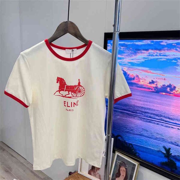 family's 2022 summer new round neck same carriage printing short sleeve versatile t-shirt women's top, White
family's 2022 summer new round neck same carriage printing short sleeve versatile t-shirt women's top, White