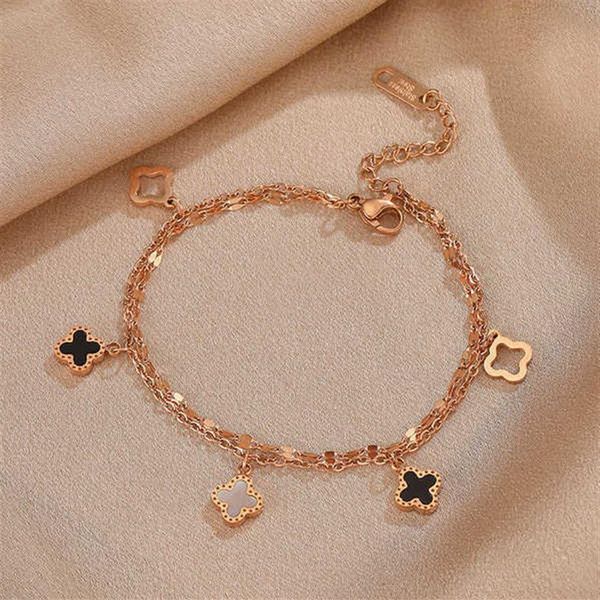 four leaf clover steel rose gold bracelet women's dign friends student temperament korean simple hand jewelry284p, Golden;silver
four leaf clover steel rose gold bracelet women's dign friends student temperament korean simple hand jewelry284p, Golden;silver