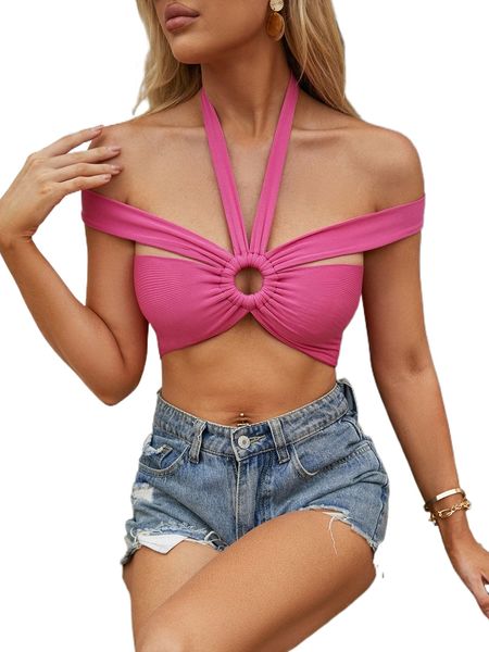 o-ring linked tie backless halter 40ye#, White
o-ring linked tie backless halter 40ye#, White