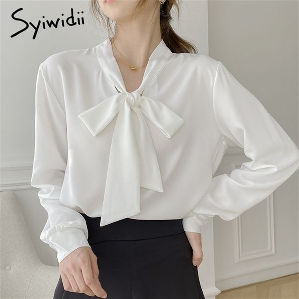 bow tie white shirt and blouse women long sleeve plus size chiffon office lady spring blouses 210607
bow tie white shirt and blouse women long sleeve plus size chiffon office lady spring blouses 210607