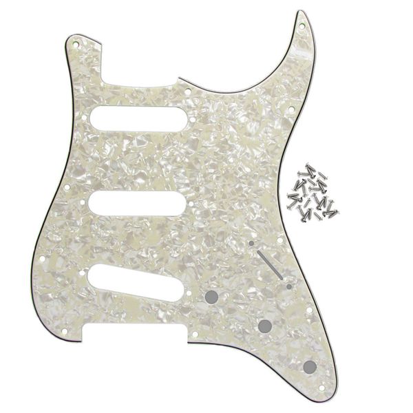 4ply sss guitar pickguard 11 hole with screws aged pearl for electric guitar parts
4ply sss guitar pickguard 11 hole with screws aged pearl for electric guitar parts