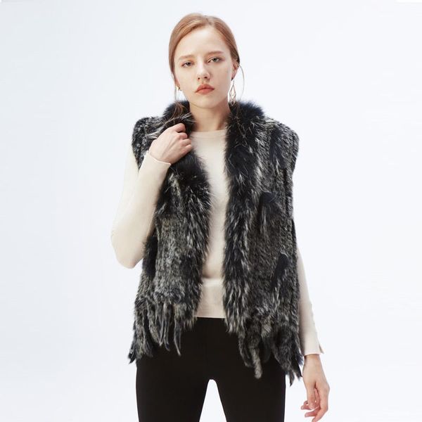women's fur & faux natural vest with raccoon collar color waistcoat jackets knitted gilets wool colete de pele coelho, Black
women's fur & faux natural vest with raccoon collar color waistcoat jackets knitted gilets wool colete de pele coelho, Black