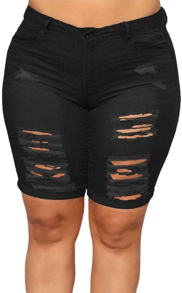 women's plus size denim shorts high waisted ripped folded hem summer jean shorts e7rq#, White;black
women's plus size denim shorts high waisted ripped folded hem summer jean shorts e7rq#, White;black