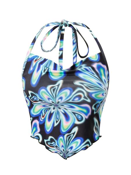graphic print halter g1cg#, White