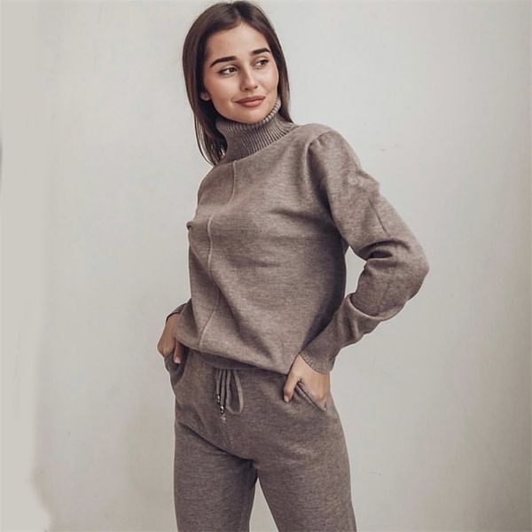 women suit track costume 2 pieces sets autumn winter turtleneck pullovers and long knitted pants knitted suits t200128, White
women suit track costume 2 pieces sets autumn winter turtleneck pullovers and long knitted pants knitted suits t200128, White