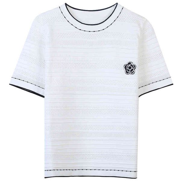 women's sweaters french high-end women's wear spring 2022 round neck short sleeve stripe color matching flower embroidery small fr, White;black
women's sweaters french high-end women's wear spring 2022 round neck short sleeve stripe color matching flower embroidery small fr, White;black