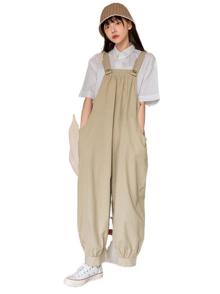 dazy solid slant pockets overall jumpsuit 34pw#, Black;white