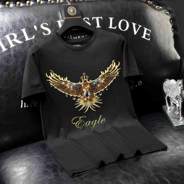 men's t-shirts designer european goods brand 2022 new summer trend laser bright diamond t-shirt men's slim eagle mercerized cotton, White;black
men's t-shirts designer european goods brand 2022 new summer trend laser bright diamond t-shirt men's slim eagle mercerized cotton, White;black