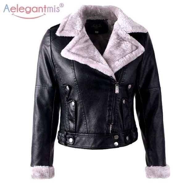 aelegantmis autumn winter leather jacket women faux fur coat ladies slim short motorcyle biker jacket basic warm plush outerwear 201214, Black
aelegantmis autumn winter leather jacket women faux fur coat ladies slim short motorcyle biker jacket basic warm plush outerwear 201214, Black