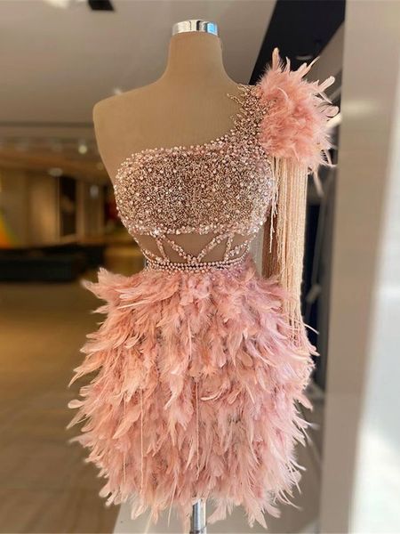 pink feathers beading cocktail dresses mini short prom dress for girls one shoulder sparkle tassels evening dresses, Black
pink feathers beading cocktail dresses mini short prom dress for girls one shoulder sparkle tassels evening dresses, Black
