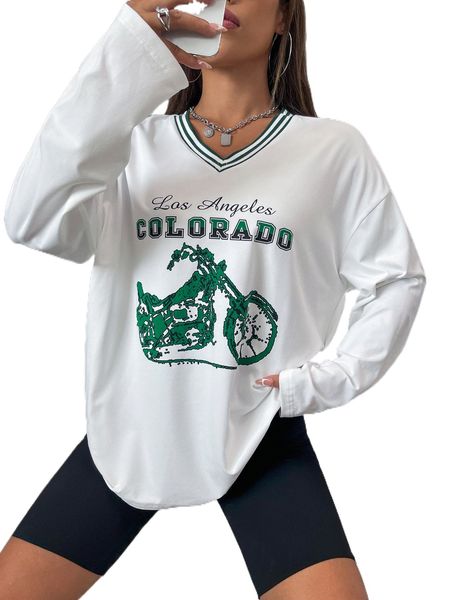 letter graphic stripe trim drop shoulder tee m6cz#, White
letter graphic stripe trim drop shoulder tee m6cz#, White