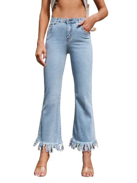 raw hem high waist jeans p1wm#, Blue 
raw hem high waist jeans p1wm#, Blue