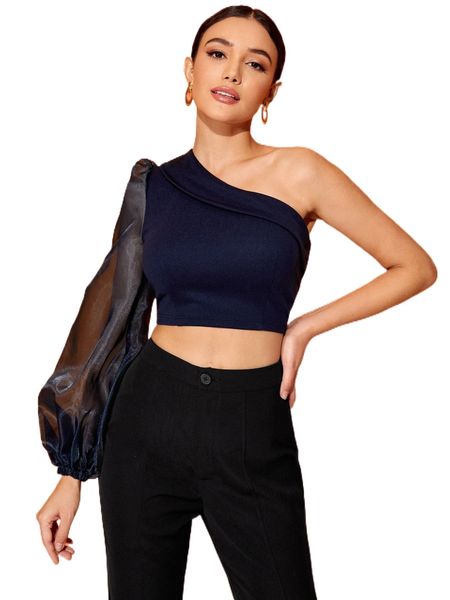 x utari. one shoulder puff sleeve crop f4br#, White
x utari. one shoulder puff sleeve crop f4br#, White