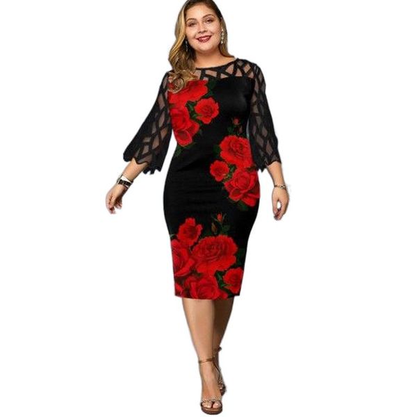 plus size dresses women dress 2022 elegant mesh stitching bodycon floral printed 3/4 petal sleeve autumn knee-length party dressplus, Black
plus size dresses women dress 2022 elegant mesh stitching bodycon floral printed 3/4 petal sleeve autumn knee-length party dressplus, Black