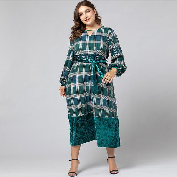 fioncrow maxi dress 2021 plus size casual green plaid dress to calf v neck belted long-sleeved stitching a-line loose skirt, Black
fioncrow maxi dress 2021 plus size casual green plaid dress to calf v neck belted long-sleeved stitching a-line loose skirt, Black