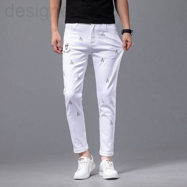 men's jeans designer spring and summer fashion brand white jeans men's net red live broadcast drill slim fit small straight pants, Blue
men's jeans designer spring and summer fashion brand white jeans men's net red live broadcast drill slim fit small straight pants, Blue