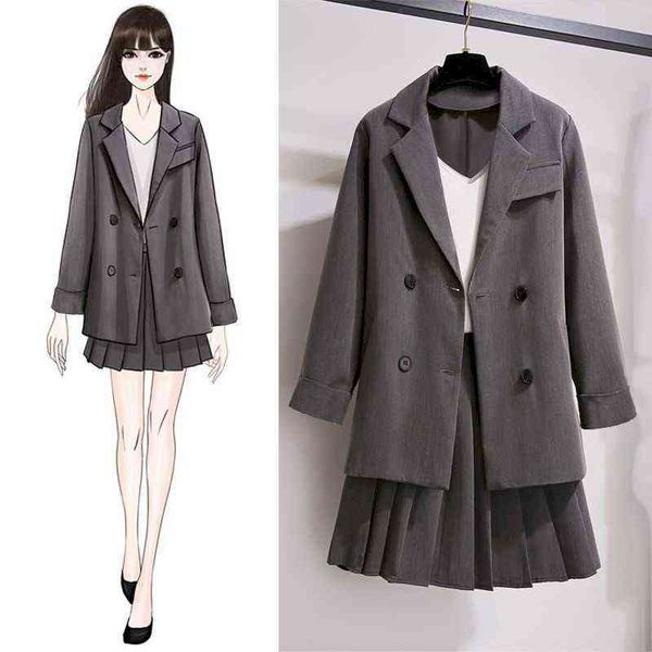 2022 women oversized sets fashion spring winter models suit small man jacket pleated skirt suit two piece outfits for women j220813, White;black
2022 women oversized sets fashion spring winter models suit small man jacket pleated skirt suit two piece outfits for women j220813, White;black