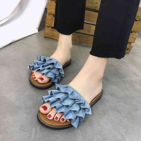slippers flatsoled women s summer allmatch ruffled sandals flipflops women fluffy slides flat with modern 220516, Black
slippers flatsoled women s summer allmatch ruffled sandals flipflops women fluffy slides flat with modern 220516, Black