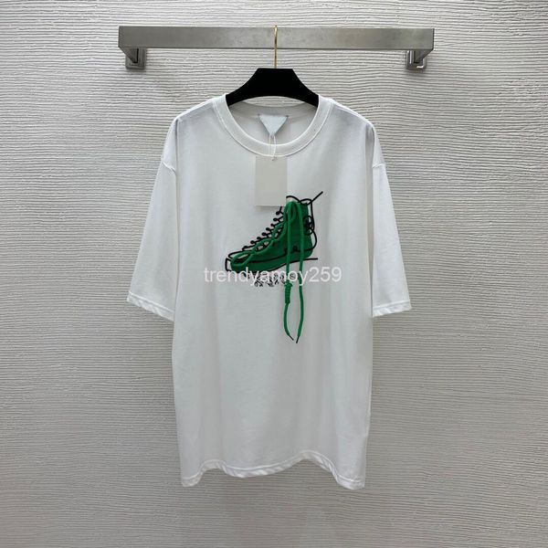 women's t-shirt early spring personalized design canvas shoes three-dimensional silica gel letters loose version short sleeve top, White
women's t-shirt early spring personalized design canvas shoes three-dimensional silica gel letters loose version short sleeve top, White