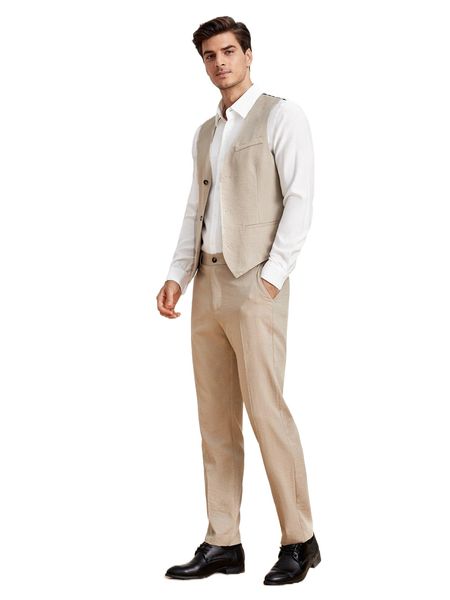 men single button waistcoat & tailored pants w30q#, White;black
men single button waistcoat & tailored pants w30q#, White;black