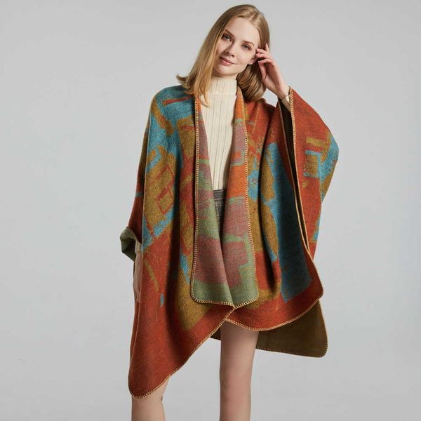 shawl womens scarf creative fashion cashmere like jacquard split thick cloak air conditioning warm, Blue;gray
shawl womens scarf creative fashion cashmere like jacquard split thick cloak air conditioning warm, Blue;gray