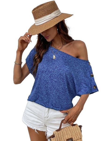 button detail batwing sleeve tee e9zl#, White
button detail batwing sleeve tee e9zl#, White