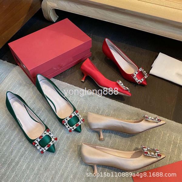 dress shoes european goods square button pointed net red women's single shoes of the same style, medium heel silk satin shallow, Black
dress shoes european goods square button pointed net red women's single shoes of the same style, medium heel silk satin shallow, Black