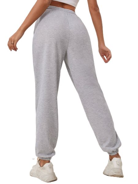 drawstring waist slant pockets sweatpants 79ag#, Black;white 
drawstring waist slant pockets sweatpants 79ag#, Black;white