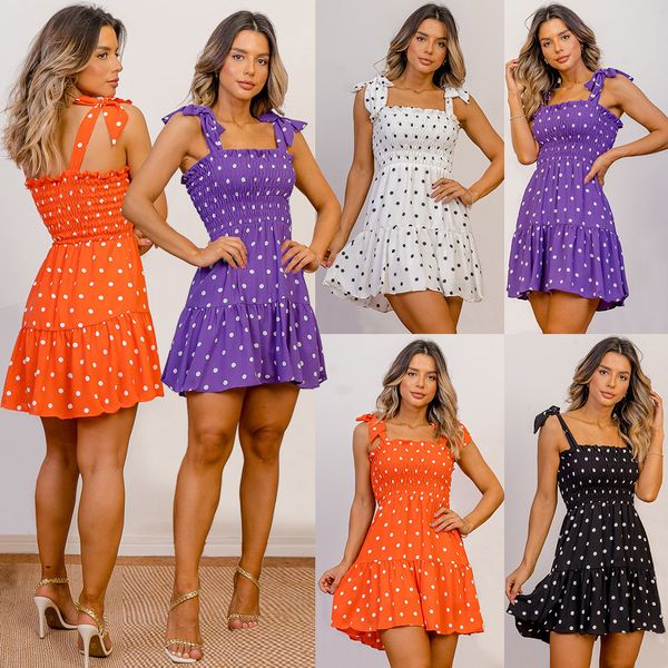 2022 european and american spring summer new dress polka dot printed suspender skirt slim fit slimming short temperamental skirt, White;black
2022 european and american spring summer new dress polka dot printed suspender skirt slim fit slimming short temperamental skirt, White;black