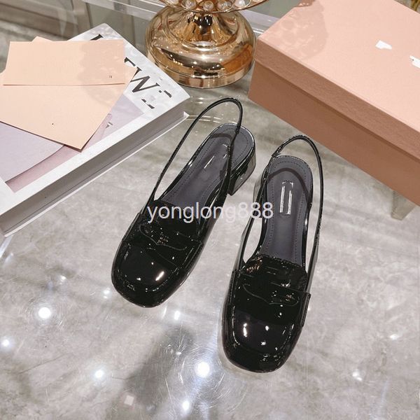 sandals high end quality early spring thick heel baotou single shoes with simple and fashionable patent leather sandals at the back, Black
sandals high end quality early spring thick heel baotou single shoes with simple and fashionable patent leather sandals at the back, Black