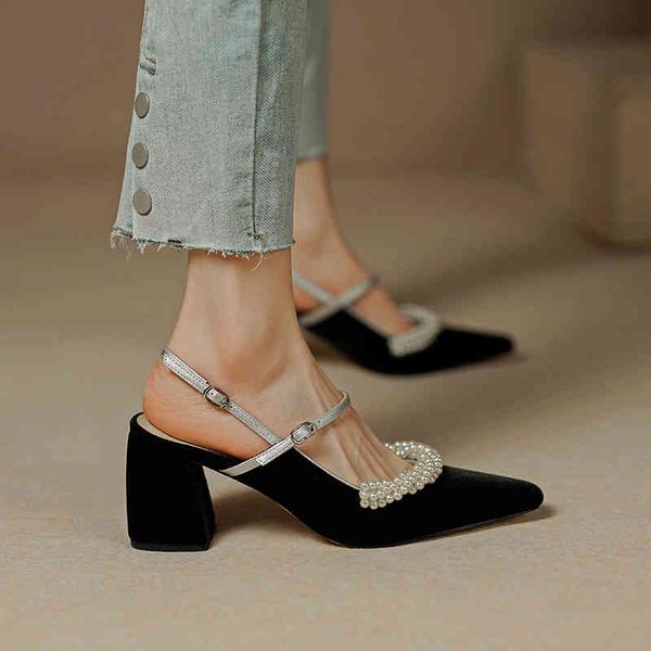 sandals summer french pearl high heel thick single shoes women's head mary jane baotou wedding fairy sandals 5uto, Black
sandals summer french pearl high heel thick single shoes women's head mary jane baotou wedding fairy sandals 5uto, Black