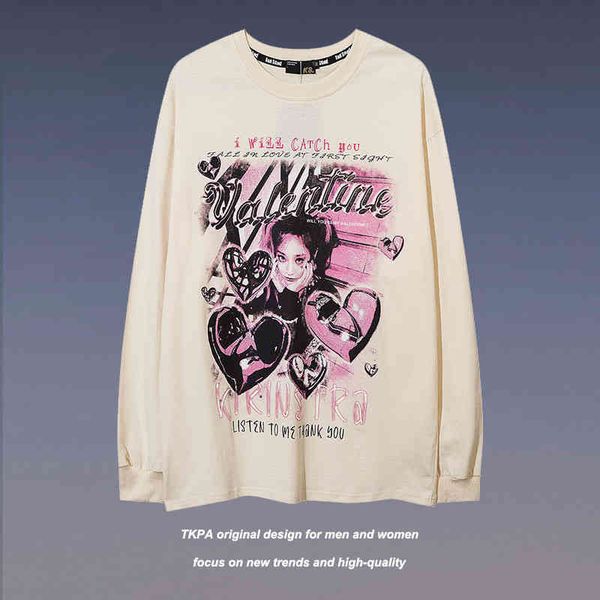 tkpa high street hip hop vibe loose long sleeve t-shirt men ins guochao street lovers oversize sweater, Black
tkpa high street hip hop vibe loose long sleeve t-shirt men ins guochao street lovers oversize sweater, Black