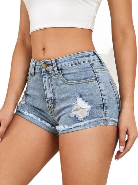 sxy raw hem ripped denim shorts 199s#, White;black