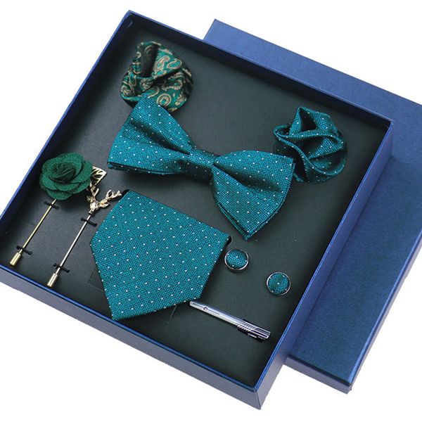 fashion brand men's tie set gift box bowtie pocket squares brooch cufflinks 8pcs suit for men business necktie wedding party 220509, Black;gray
fashion brand men's tie set gift box bowtie pocket squares brooch cufflinks 8pcs suit for men business necktie wedding party 220509, Black;gray