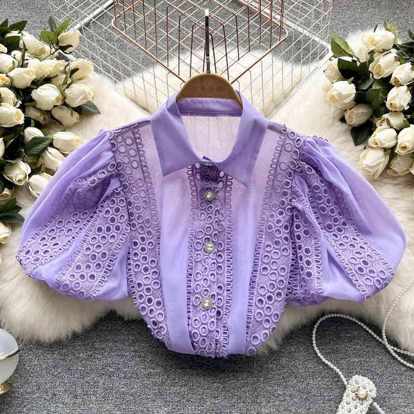 women's blouses shirts korean summer hollow out crochet lanterns short sleeve style shirt women's thin versatile temperament forei, White
women's blouses shirts korean summer hollow out crochet lanterns short sleeve style shirt women's thin versatile temperament forei, White