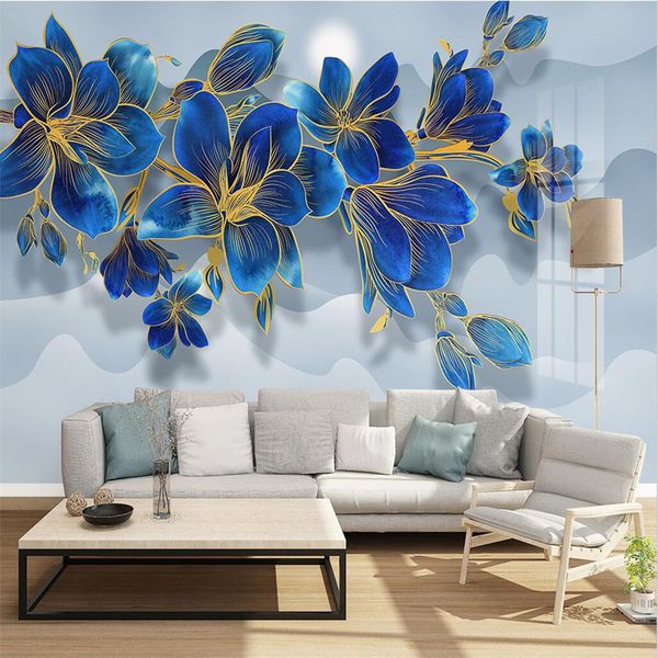 new chinese style blue line drawing flower fashion magnolia landscape light luxury background wall custom mural
new chinese style blue line drawing flower fashion magnolia landscape light luxury background wall custom mural