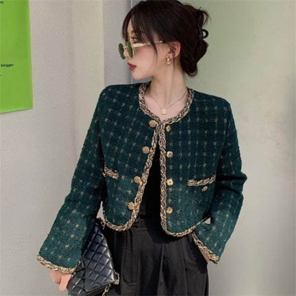 women elegant plaid tweed outerwear spring round neck single breasted blends wool female long sleeve short jacket coat 210526, Black;brown
women elegant plaid tweed outerwear spring round neck single breasted blends wool female long sleeve short jacket coat 210526, Black;brown
