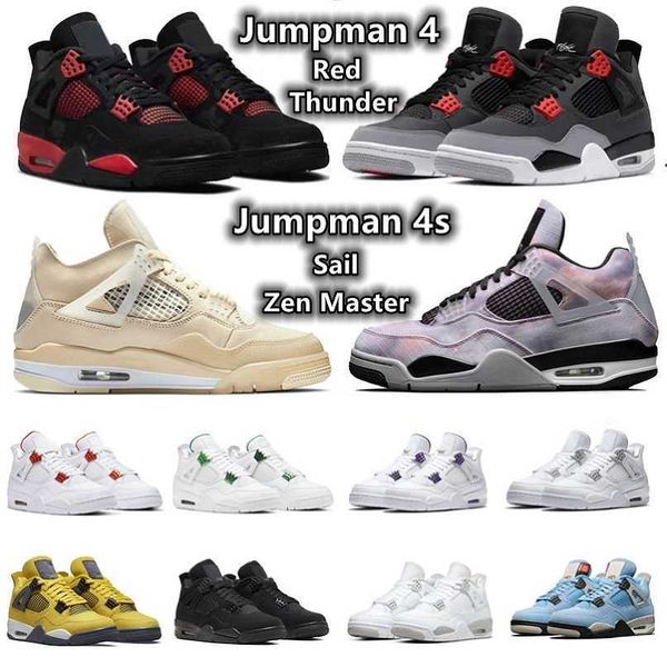 

mens 2022 jumpman 4s 4 retro basketball shoes black cat bred unc red thunder tour yellow white oreo shimmer sail what the fire red men women