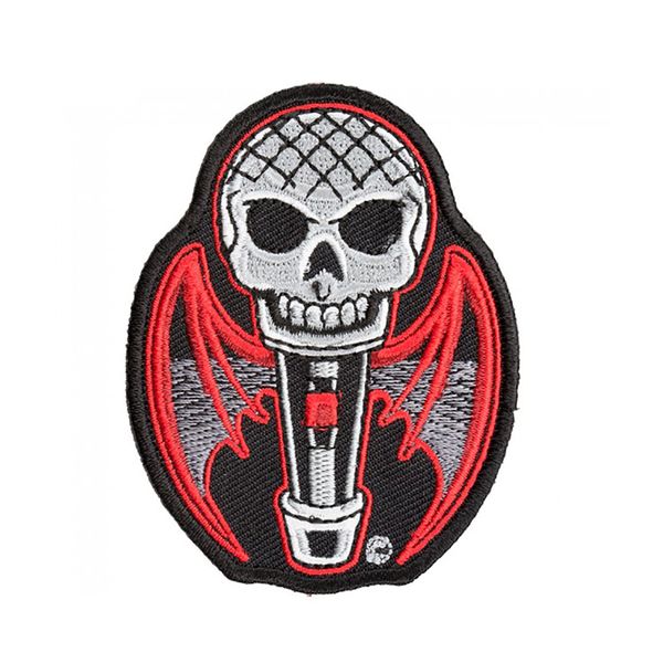 skull microphone with bat wings sewing notions embroidery patches iron on for clothing shirts custom patch, Black
skull microphone with bat wings sewing notions embroidery patches iron on for clothing shirts custom patch, Black