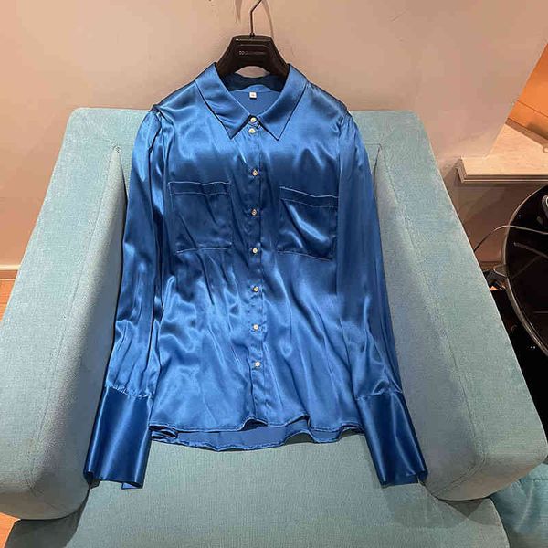 women's polos spring summer and autumn german high-end shumeihe silk pocket shirt mulberry silk shirt, White
women's polos spring summer and autumn german high-end shumeihe silk pocket shirt mulberry silk shirt, White