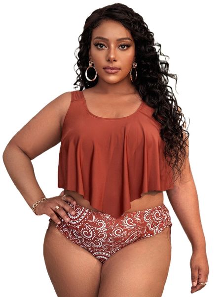 plus paisley print hanky hem drawstring high waist bikini swimsuit c3pn#, White;black
plus paisley print hanky hem drawstring high waist bikini swimsuit c3pn#, White;black
