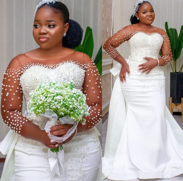 2022 plus size arabic aso ebi luxurious mermaid lace wedding dress sheer neck vintage bridal gowns dresses zj224, White
2022 plus size arabic aso ebi luxurious mermaid lace wedding dress sheer neck vintage bridal gowns dresses zj224, White