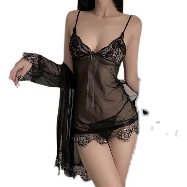 pyjamas mesh lace, Black;white