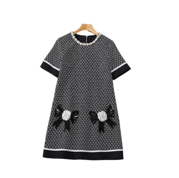 716 xl 2022 spring summer brand same style dress flora print short sleeve empire fashion womens clothes lapel neck sh, Black
716 xl 2022 spring summer brand same style dress flora print short sleeve empire fashion womens clothes lapel neck sh, Black