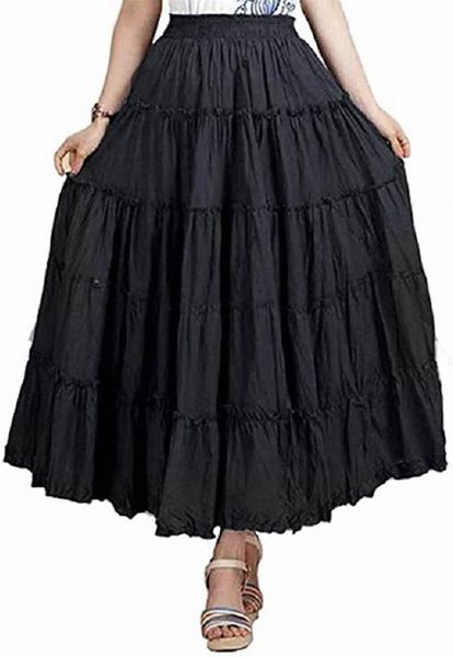 women's cotton 5 tiered bohemian solid color broomstick long skirt peasant maxi dance tiered skirts f9lp#, White;black
women's cotton 5 tiered bohemian solid color broomstick long skirt peasant maxi dance tiered skirts f9lp#, White;black