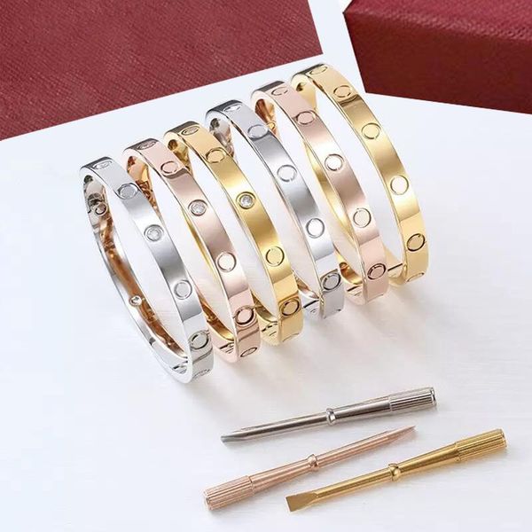 

Love bracelet female stainless steel couple Bangle fashion jewelry Valentine's day gift for men and women Bracelets with velvet bag AAA+