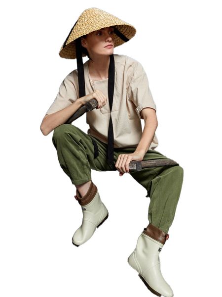 x graye button detail drop shoulder blouse m291#, White 
x graye button detail drop shoulder blouse m291#, White