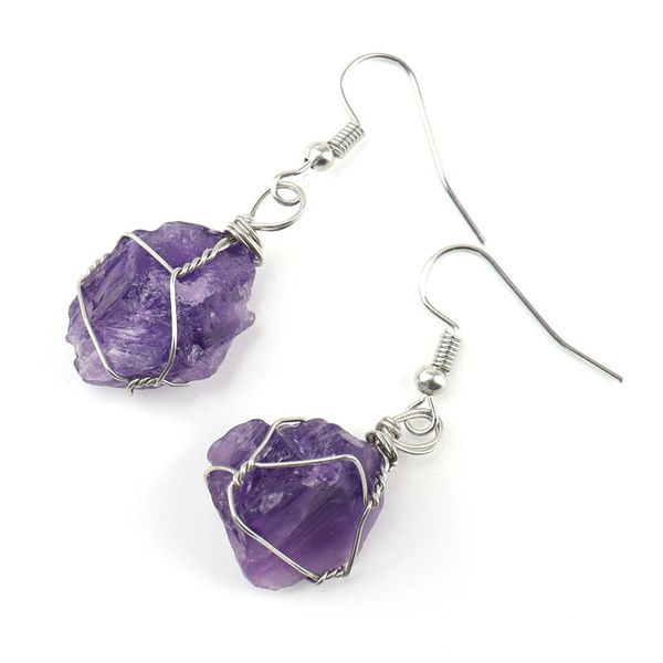 wire wrap natural crushed stone rough crystal agate dangle earrings wholesale women jewelry, Silver
wire wrap natural crushed stone rough crystal agate dangle earrings wholesale women jewelry, Silver