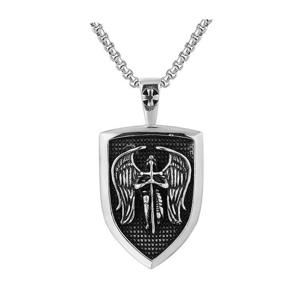 316 stainless steel pendant angel wing cross shield paladin crusader jesus religion retro pendant chain, Silver
316 stainless steel pendant angel wing cross shield paladin crusader jesus religion retro pendant chain, Silver